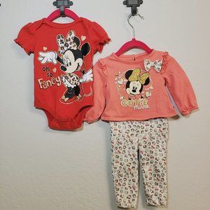 Disney Baby Girl Minnie Mouse Matching Set Bundle.
